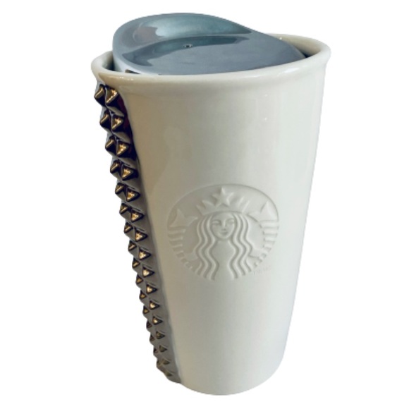 Rare Starbucks White Silver Studded Tumbler
